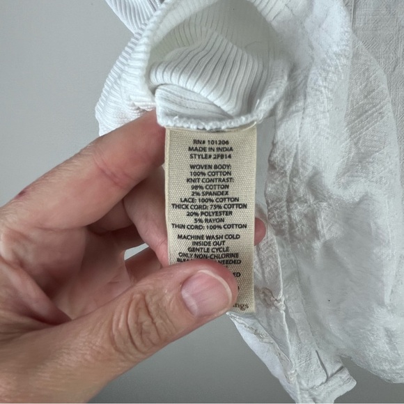 Soft Surroundings Shirt White Cotton Stretch Cottagecore Prairie Boho Large - Picture 8 of 8